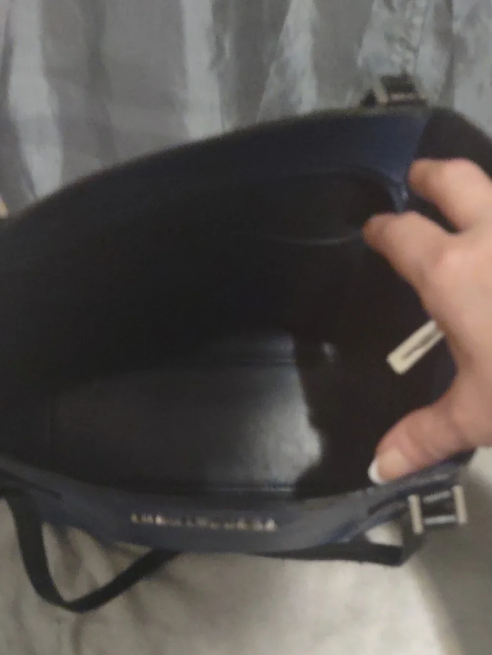 Michael Kors Navy and Black Pebbled Leather Tote